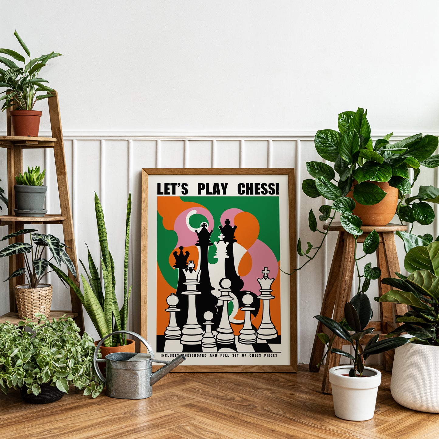 Let's Play Chess! Retro Art Poster
