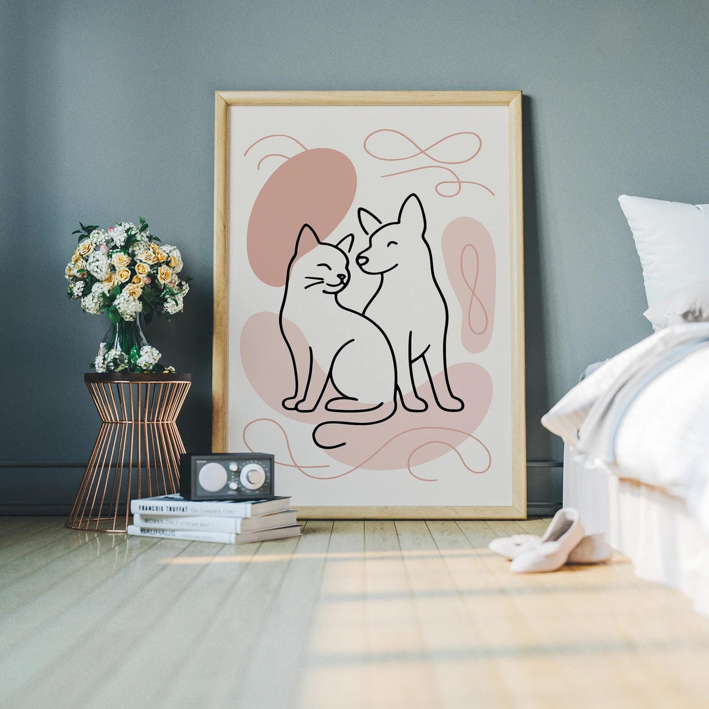 Cat and Dog Line Art Print 2025