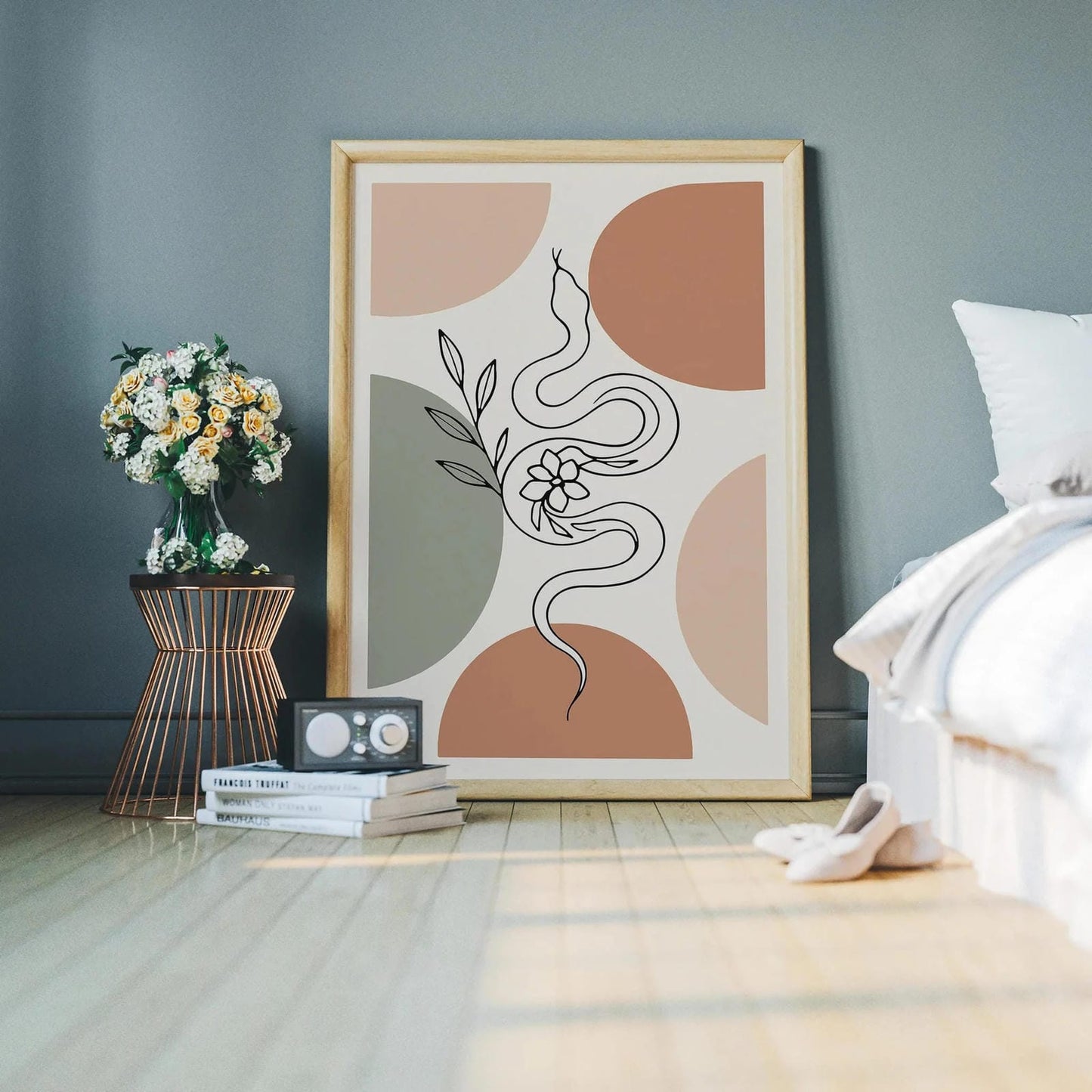 Minimal Boho Snake Print – Line Art Decor