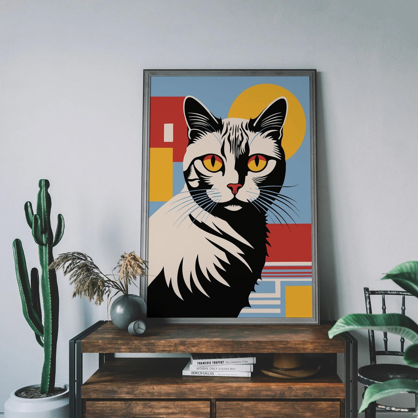 Geometric Cat Retro Poster