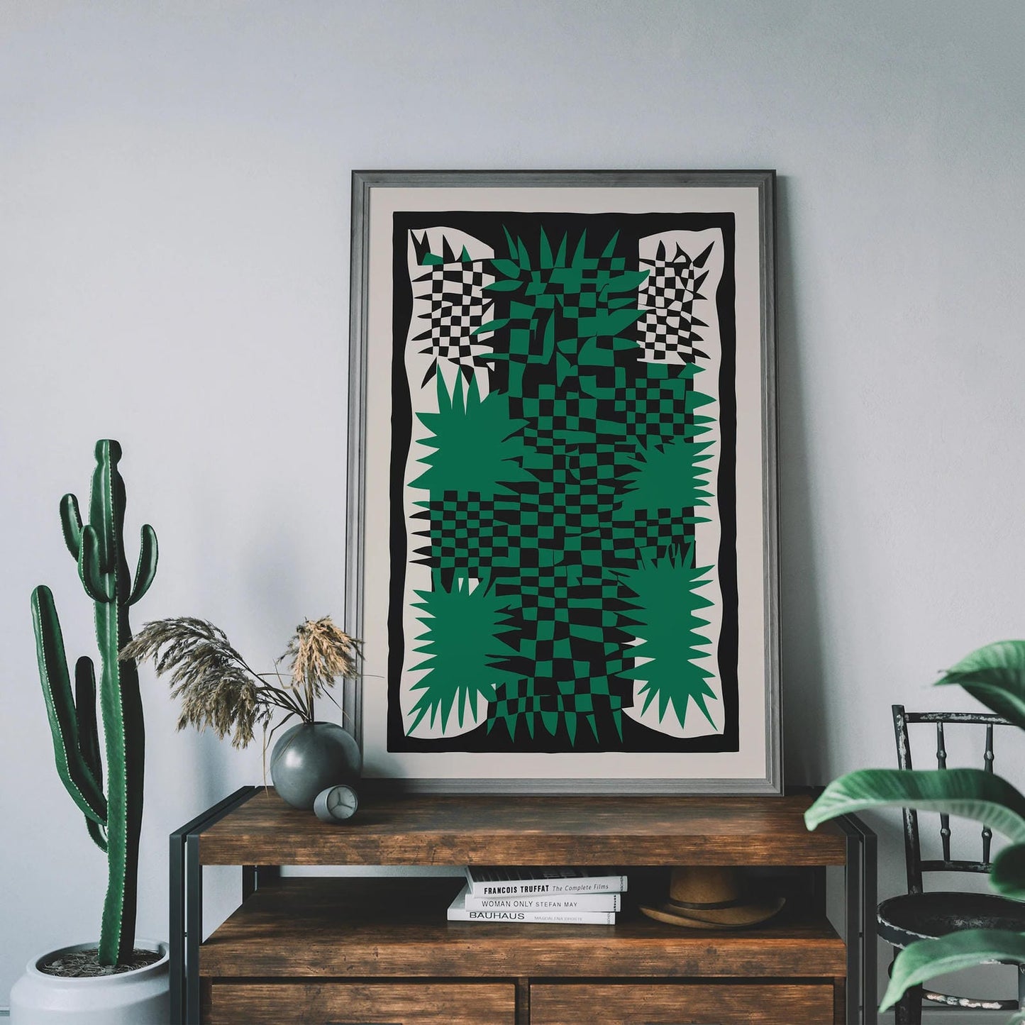 Green Retro Checkerboard Wall Art