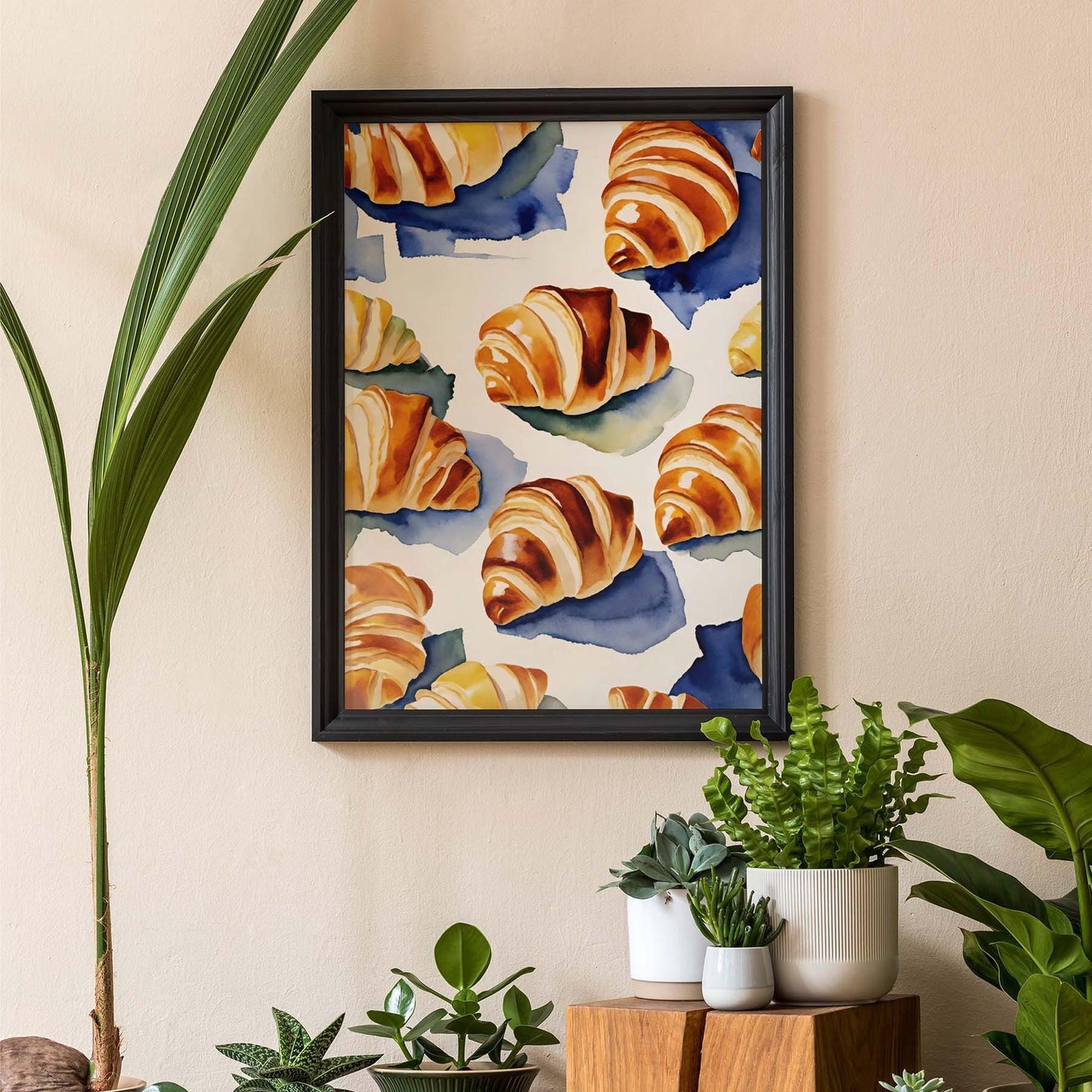 Watercolor Croissant Kitchen Wall Art Print