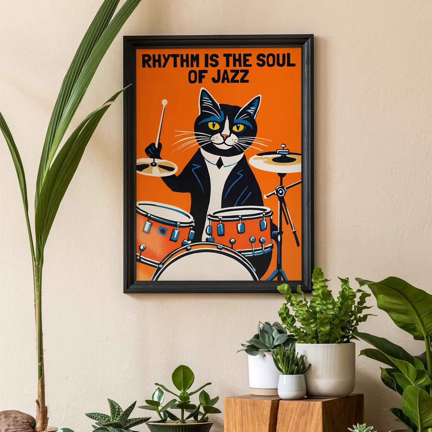 Funky Jazz Cat Drum Kit Poster
