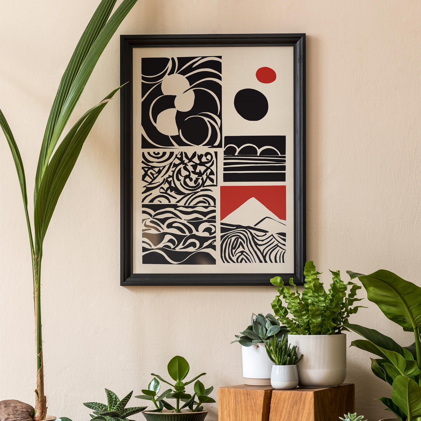 Black Abstract Rustic Cut Outs Art Print