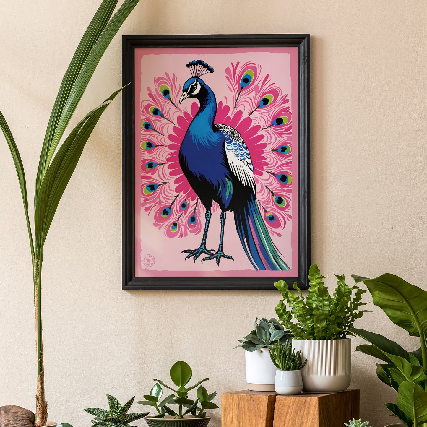 Pink Peacock Art Print