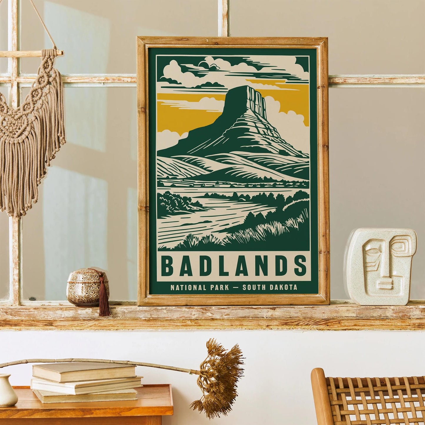 Badlands South Dakota Green Travel Poster