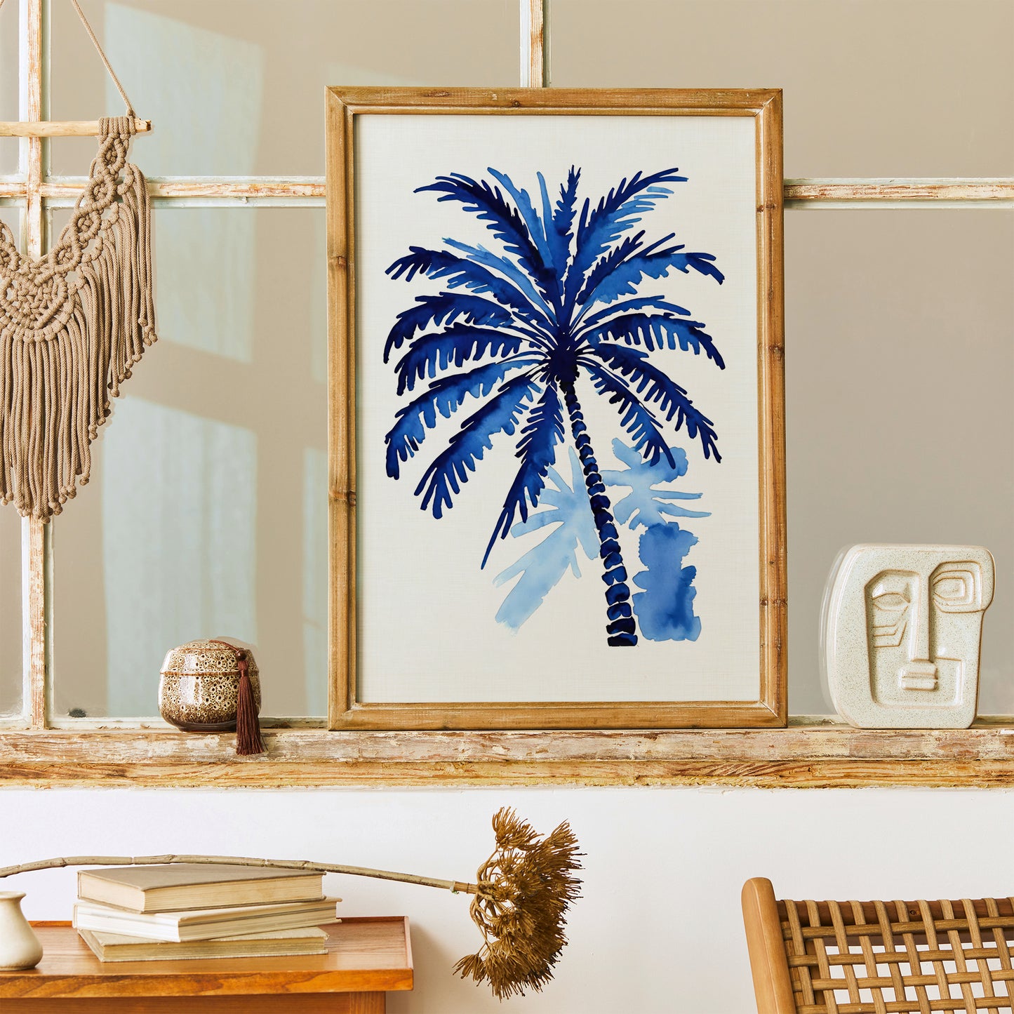 Blue Palm Tree Painting Art Print 2024