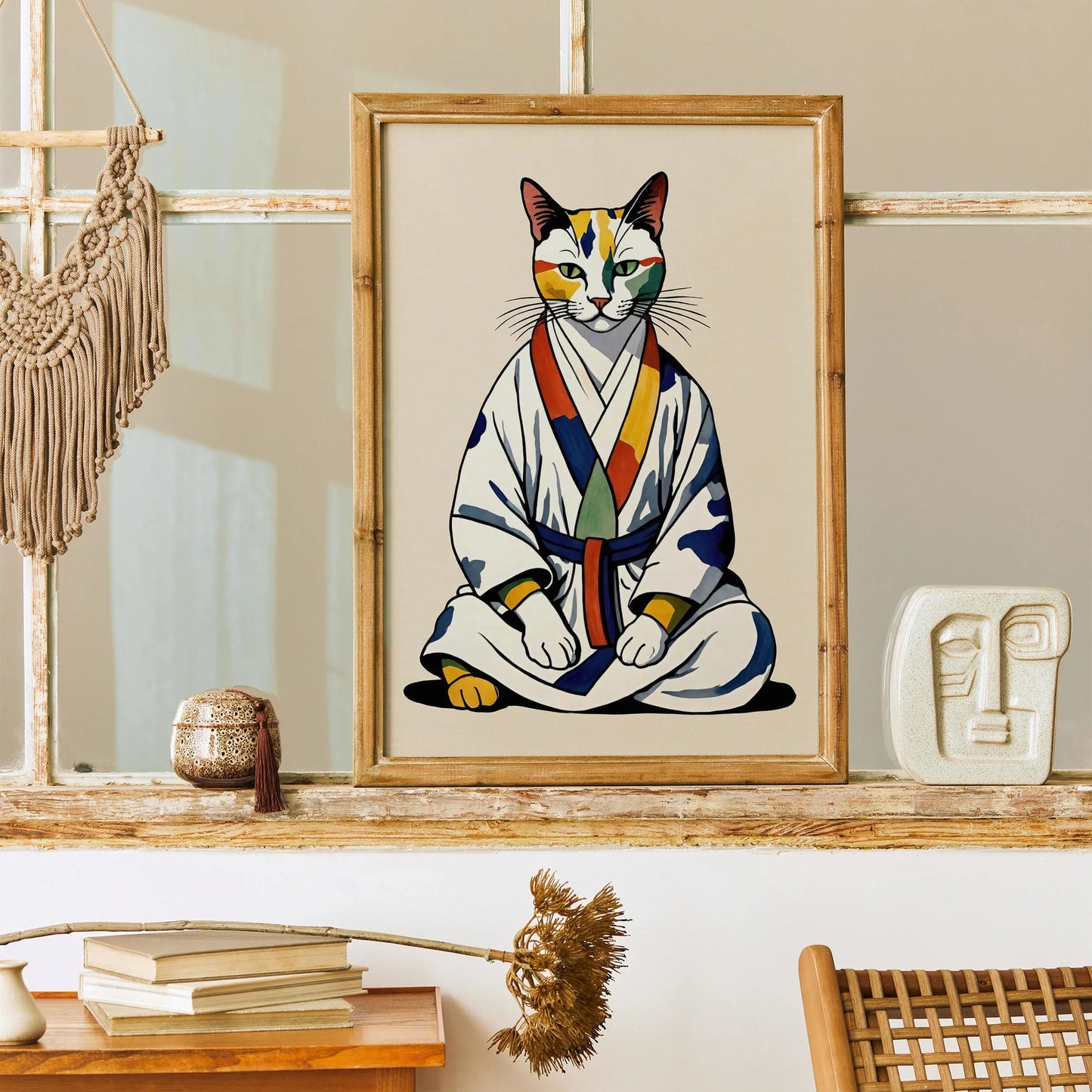 Japanese Dojo Cat Poster Print