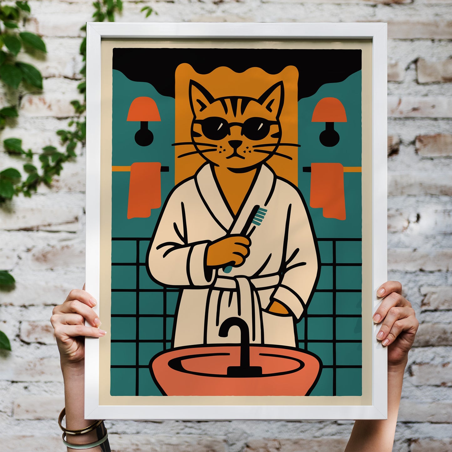 Cool Cat Bathroom Poster