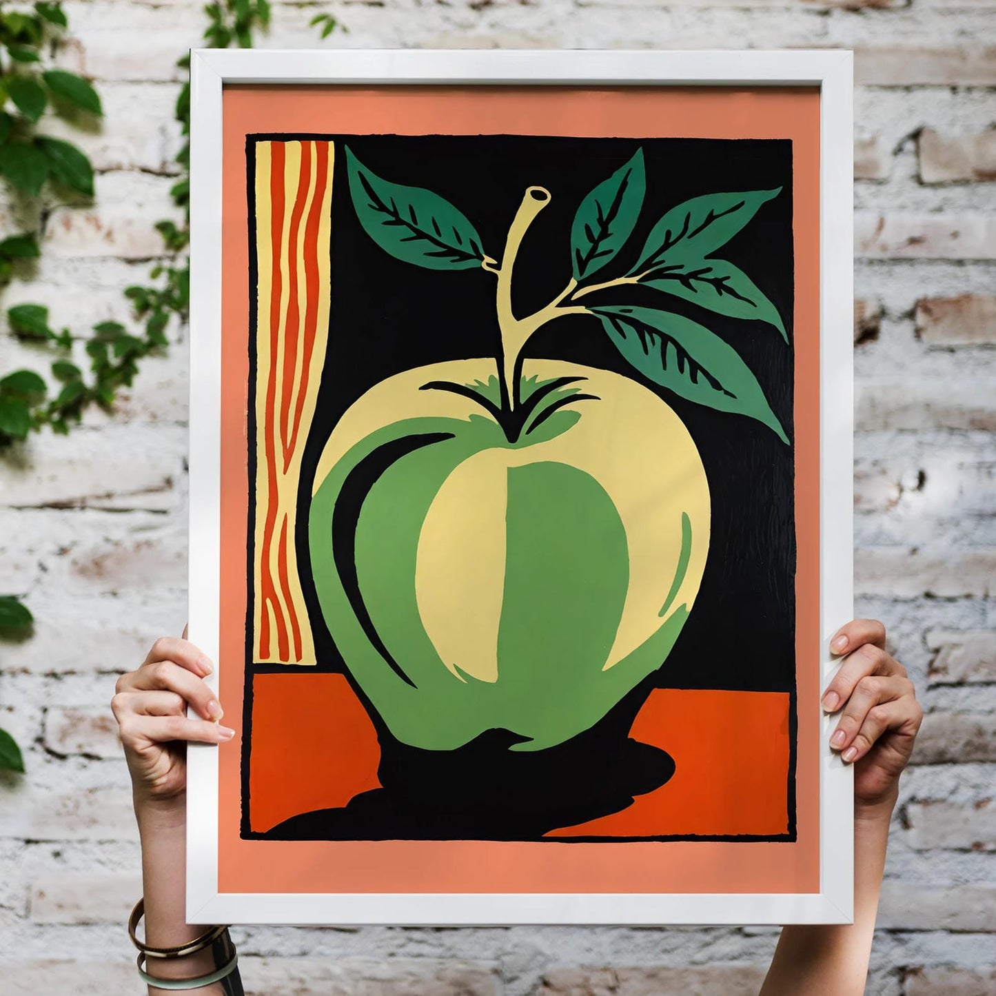 Retro Growing Apple Art Print