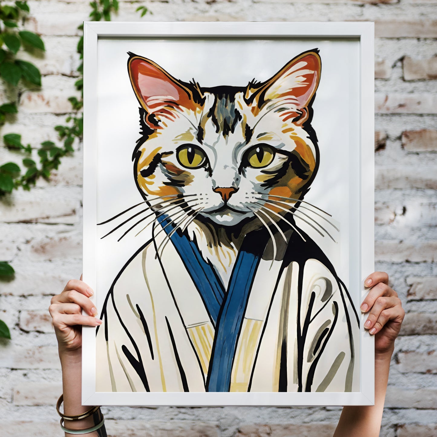 Cat in Bathrobe Wall Art Poster