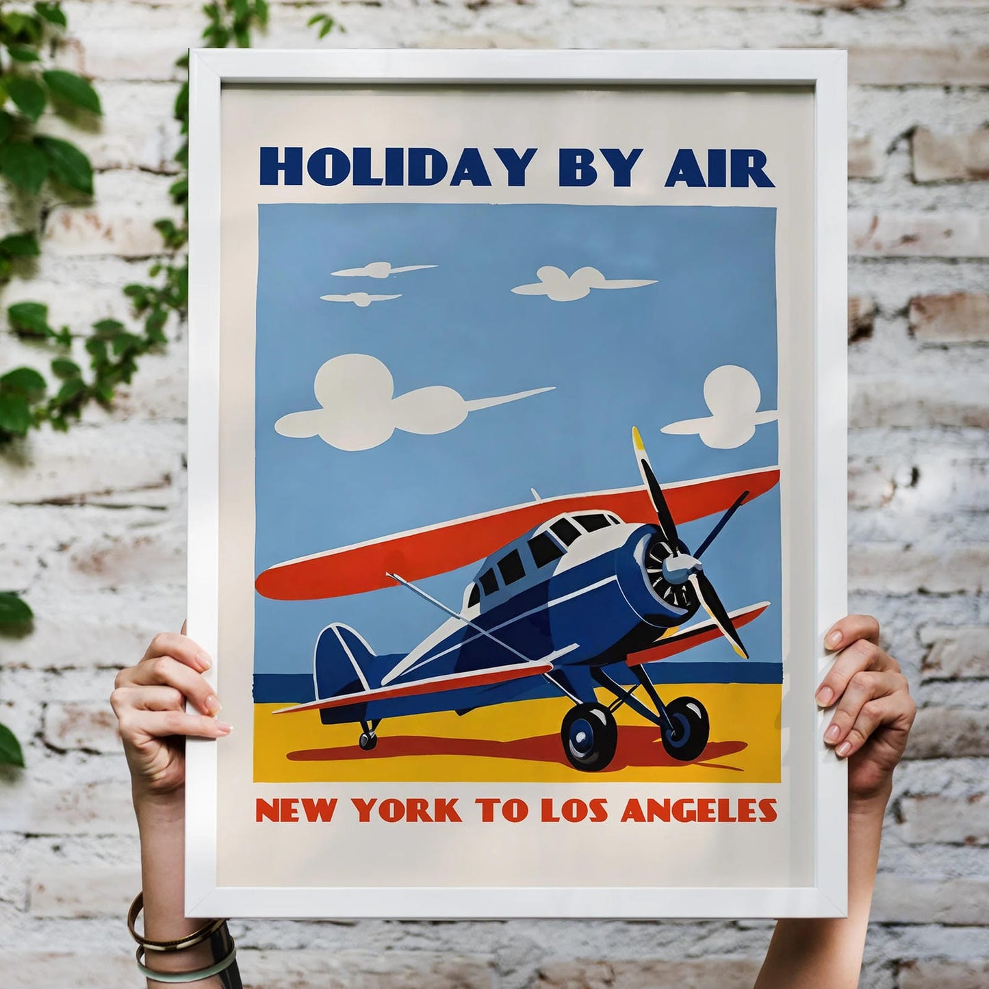 Holiday By Air - Vintage Airline Poster