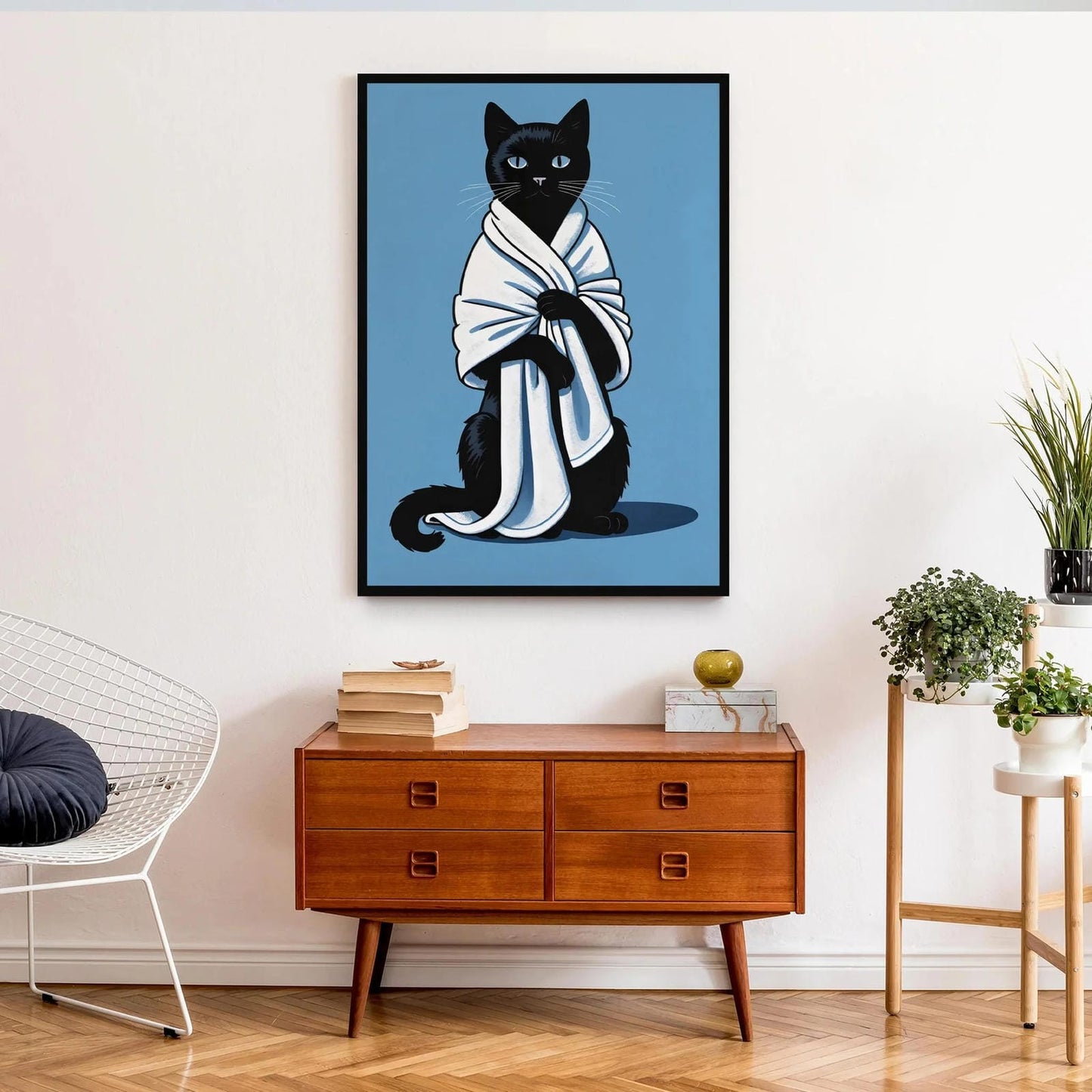 Elegant Cat Spa Day Wall Art Print
