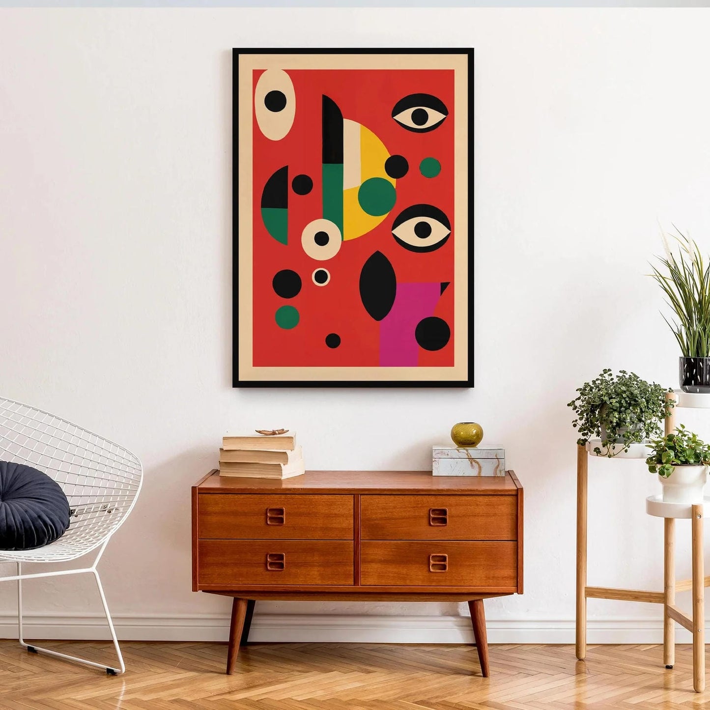 Abstract Red Mid-Century Modern Art