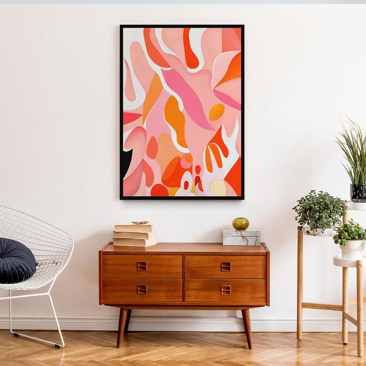 Pink Sunrays Mid Century Poster