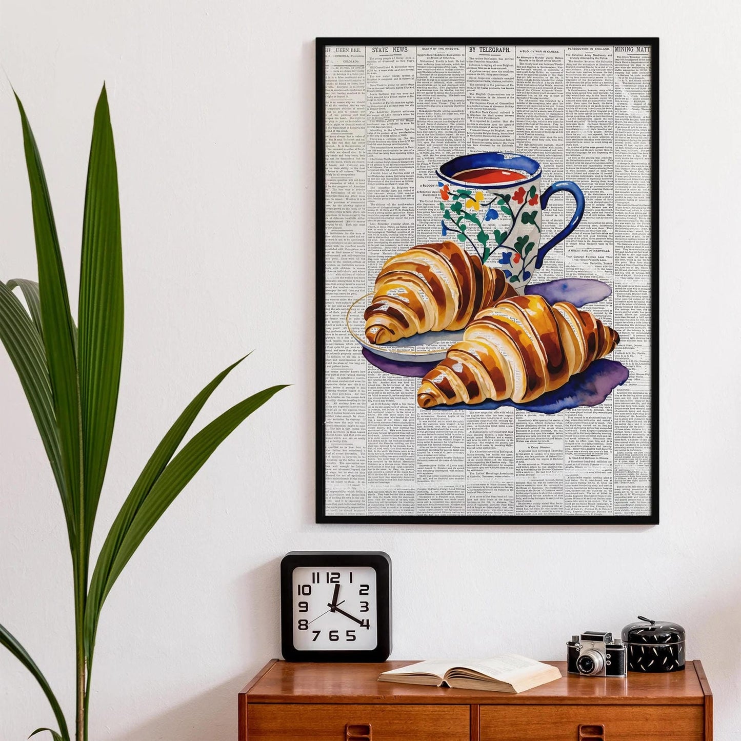 Coffee and Croissant Collage Poster