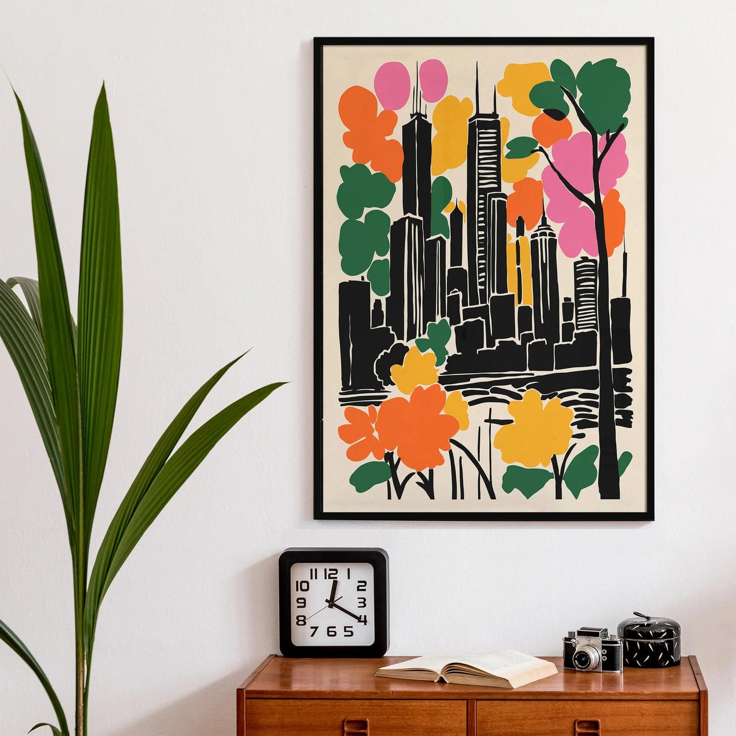 Cityscape Black Ink Style Poster