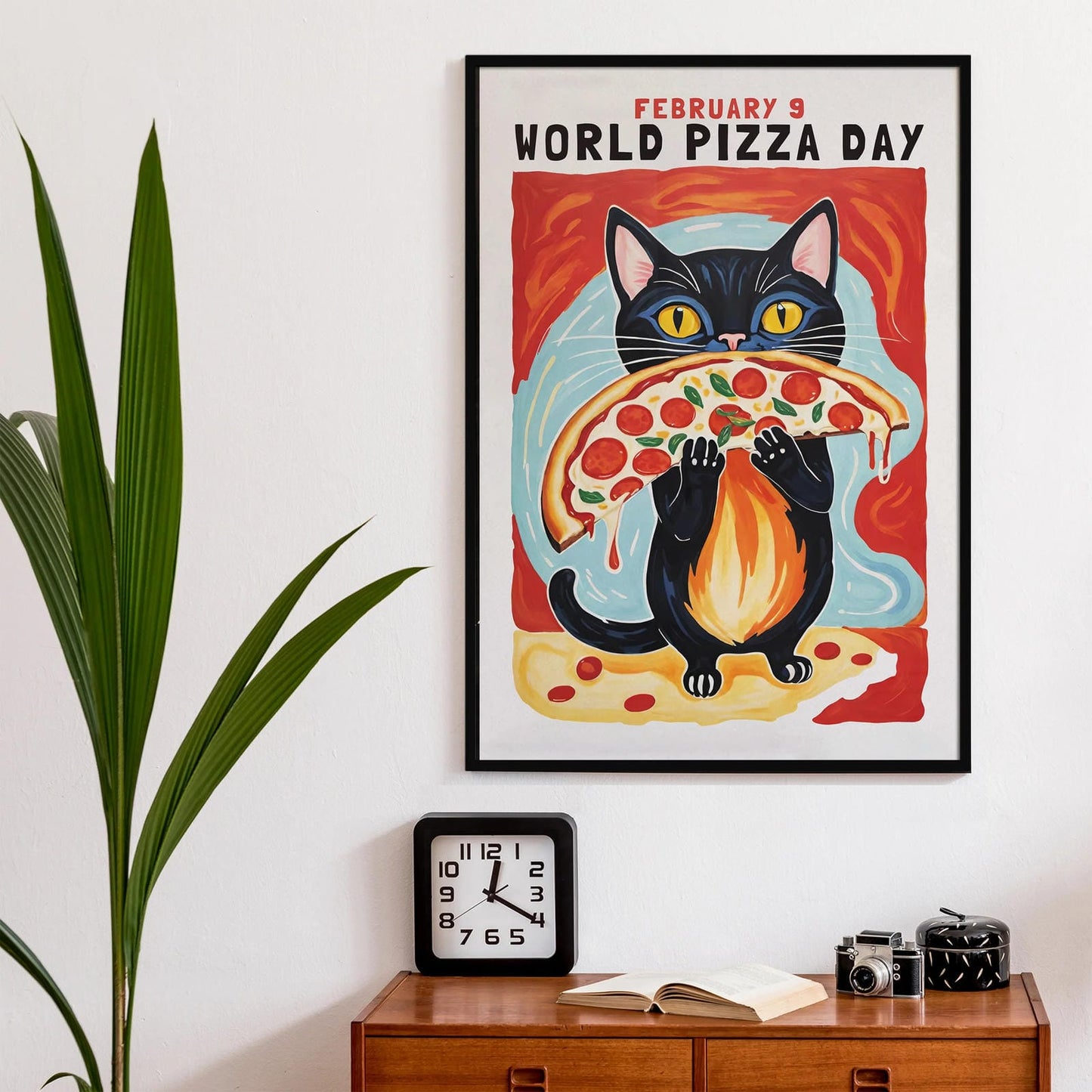 World Pizza Day Spicy Cat Wall Art