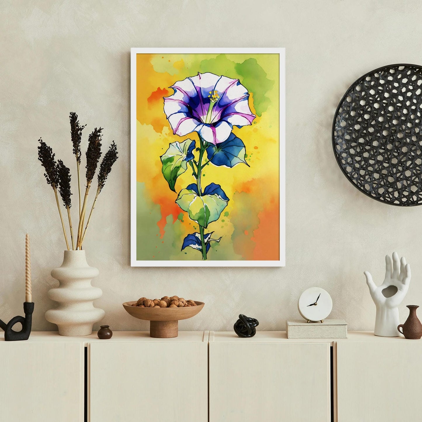 Watercolor Morning Glory Wall Art Poster