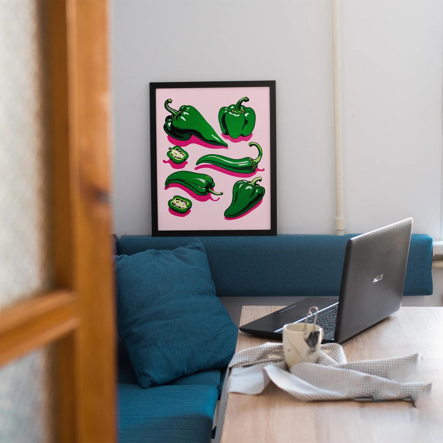 Green Peppers Quirky Wall Art Print