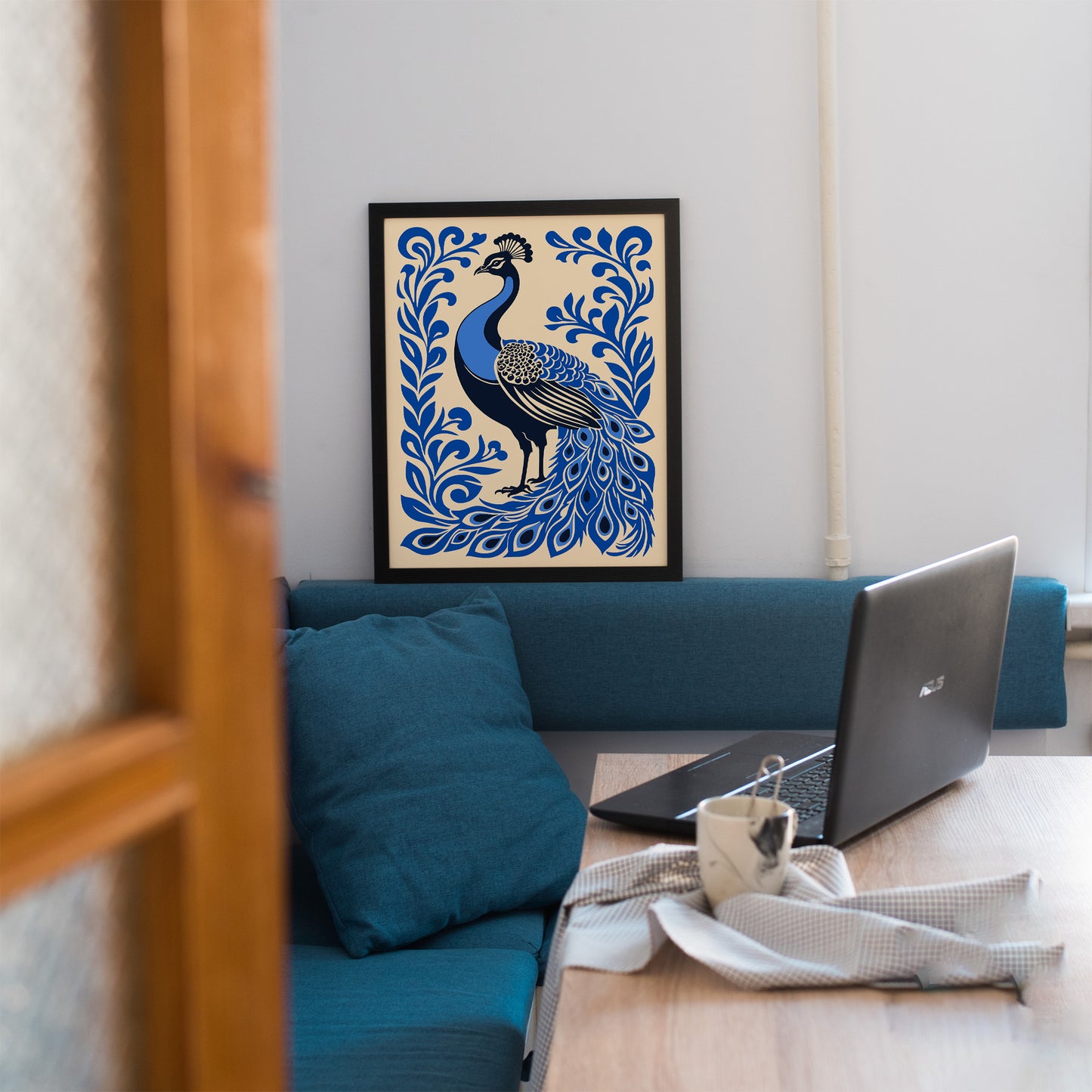 Blue Peacock Wall Art Print 2025