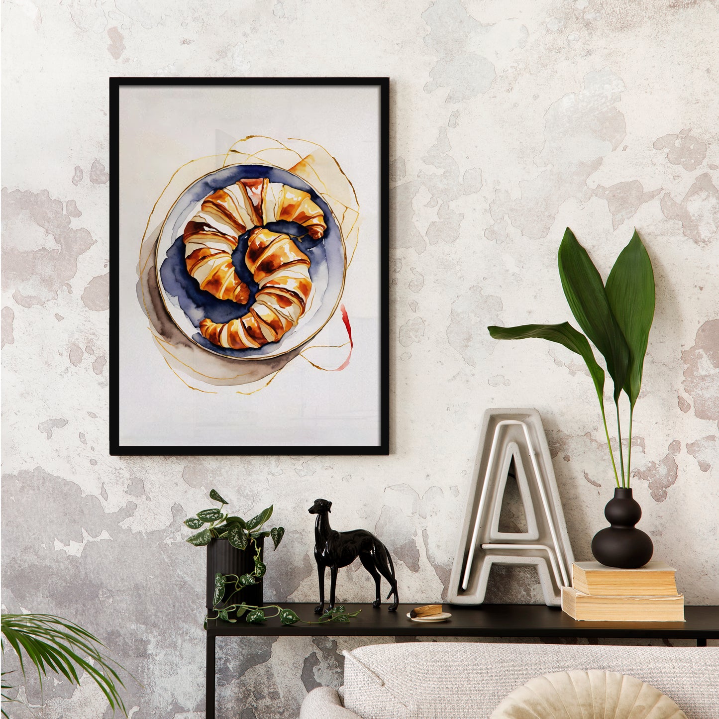 Watercolor Croissant Art Poster