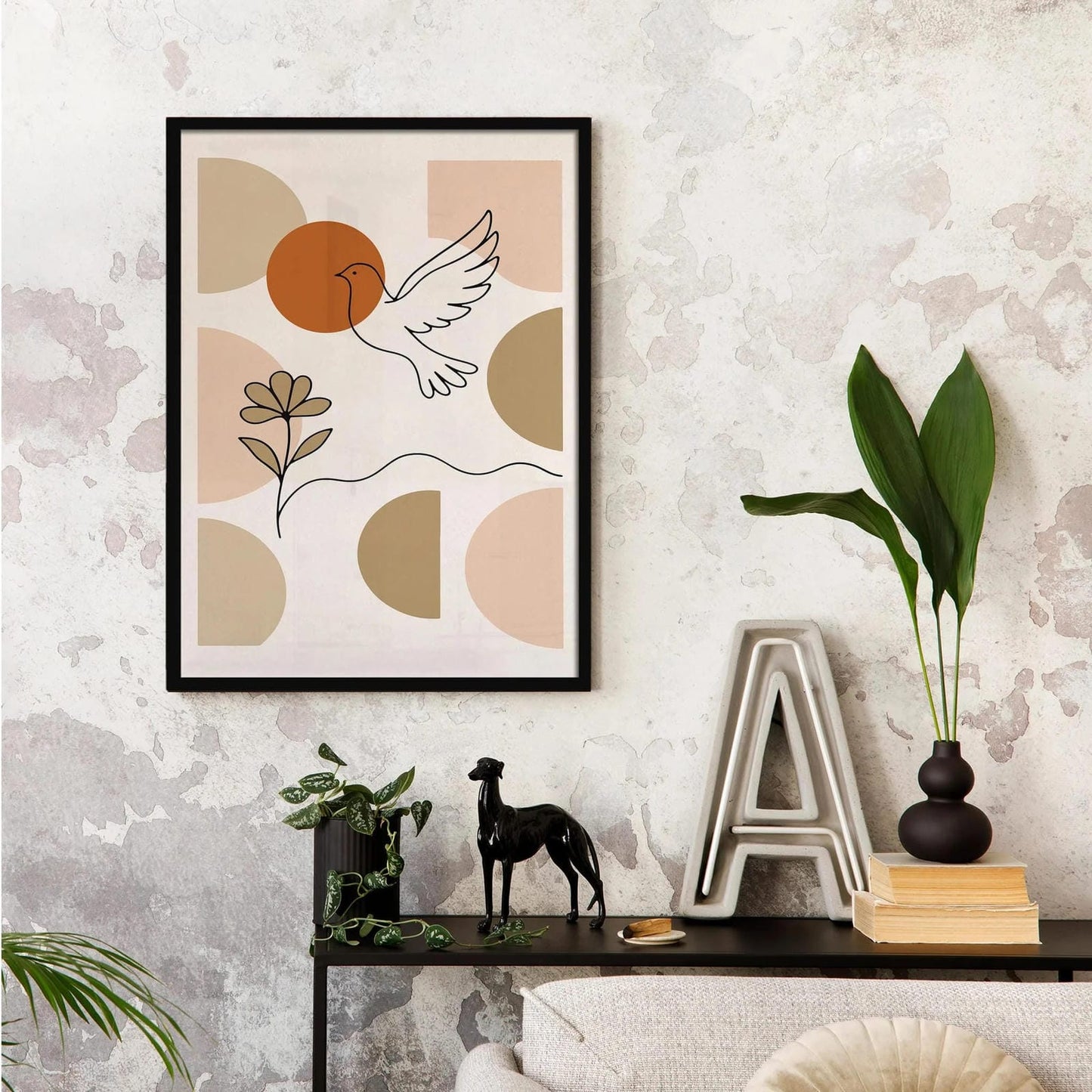 Dove Line Art Print – Minimalist Peace Bird Wall Poster