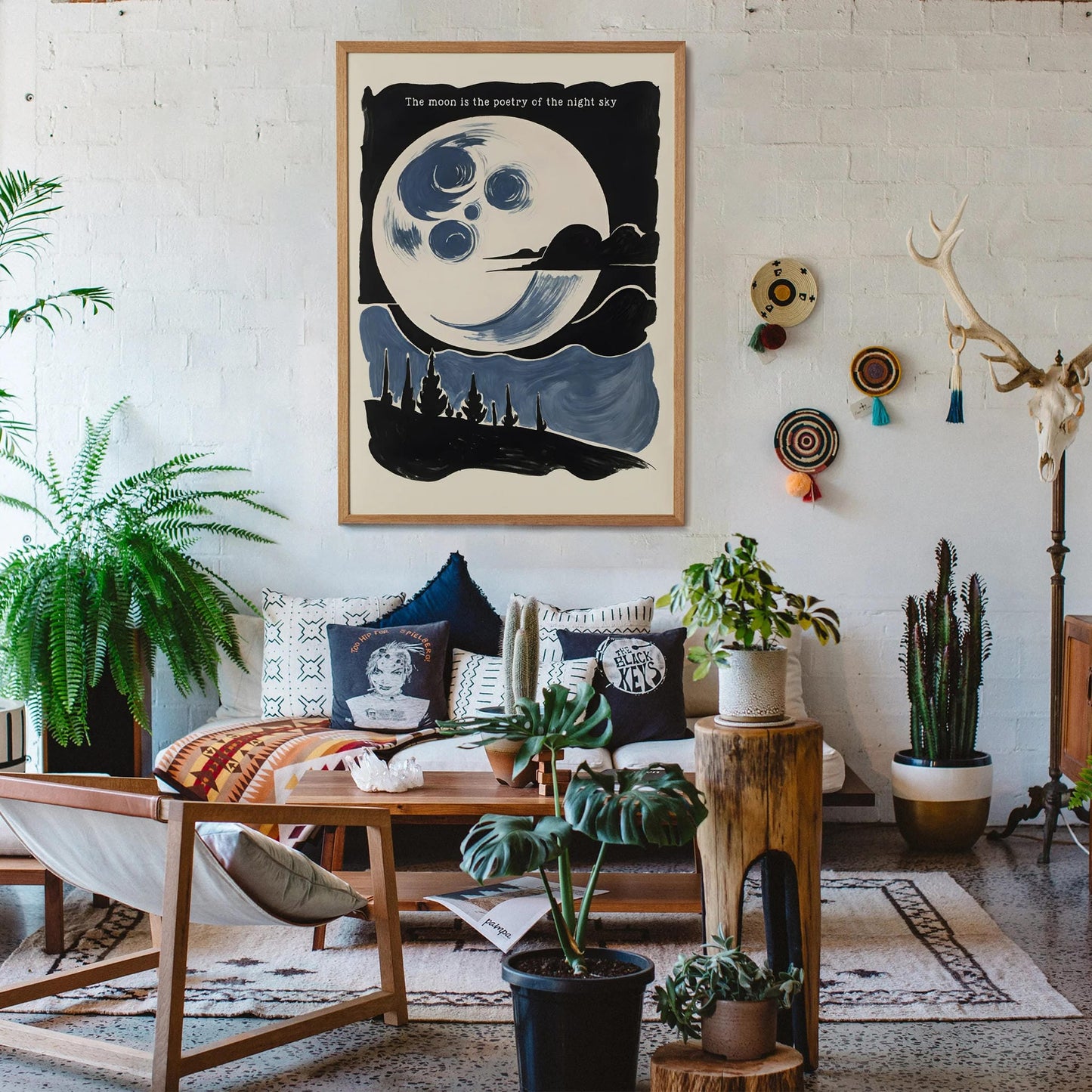 Moon Over Forest Art Poster