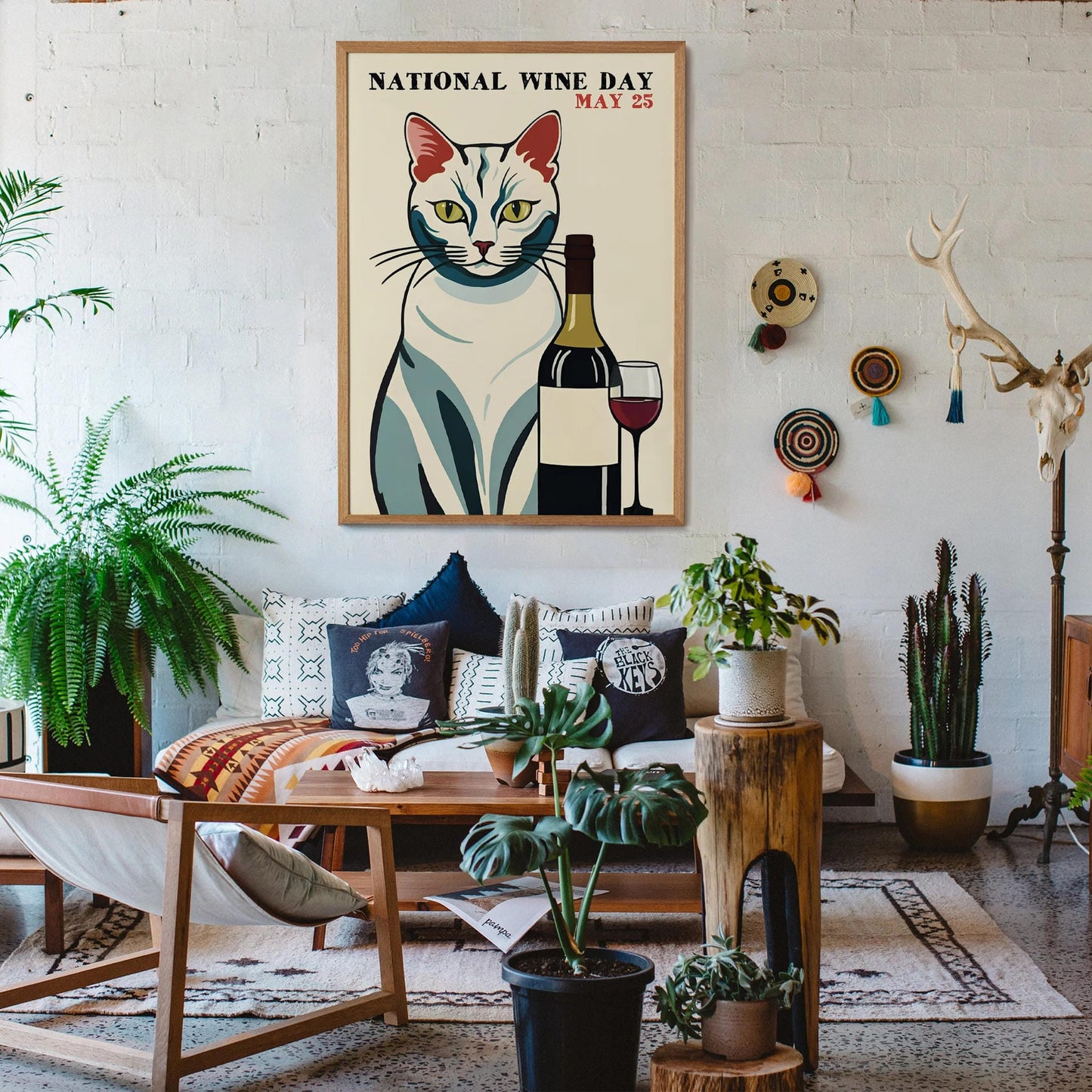 National Wine Day Vintage Cat Poster