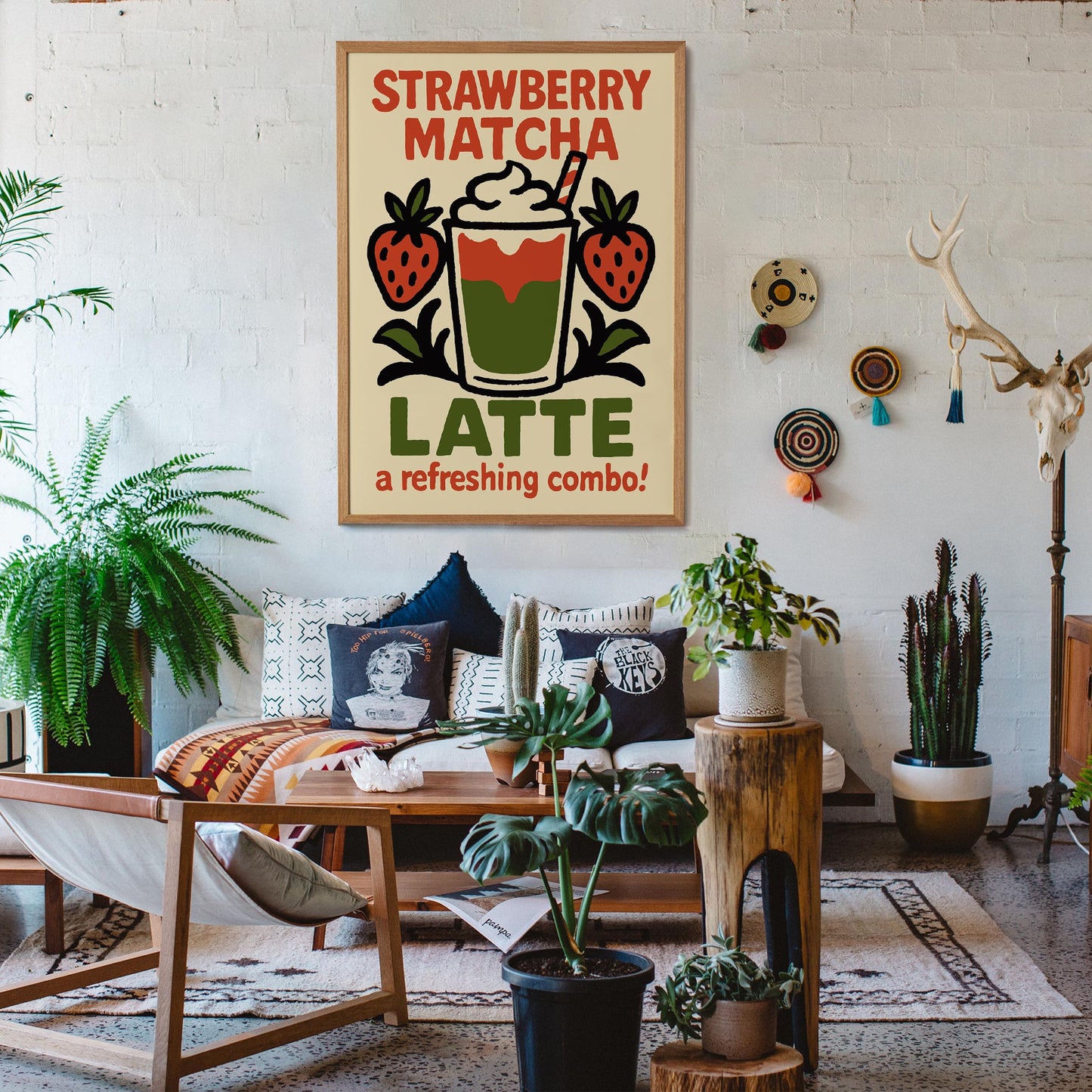 Strawberry Matcha Latte Wall Print