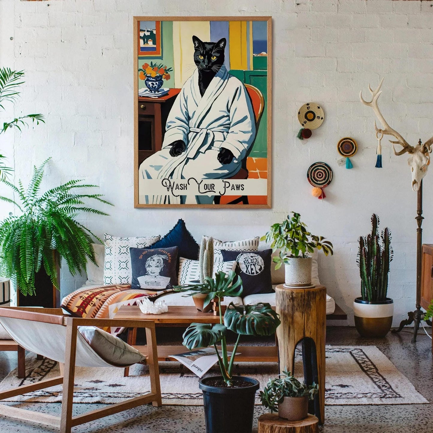Wash Your Paws - Retro Cat Bathroom Print