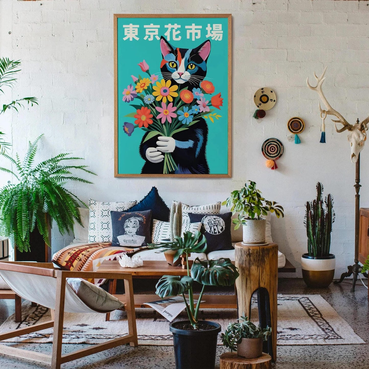 Tokyo Flower Market Cat Poster
