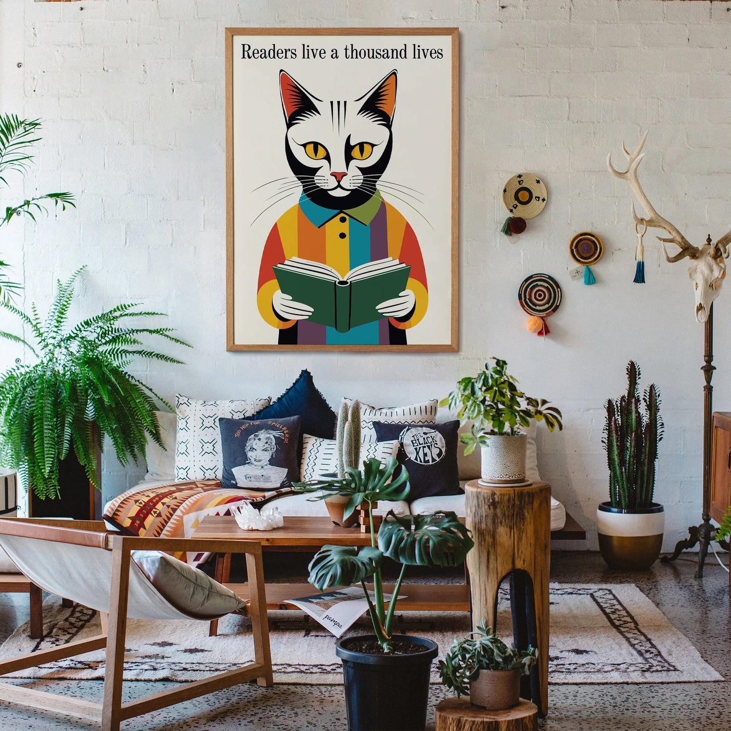 Vintage Reading Cat Wall Art