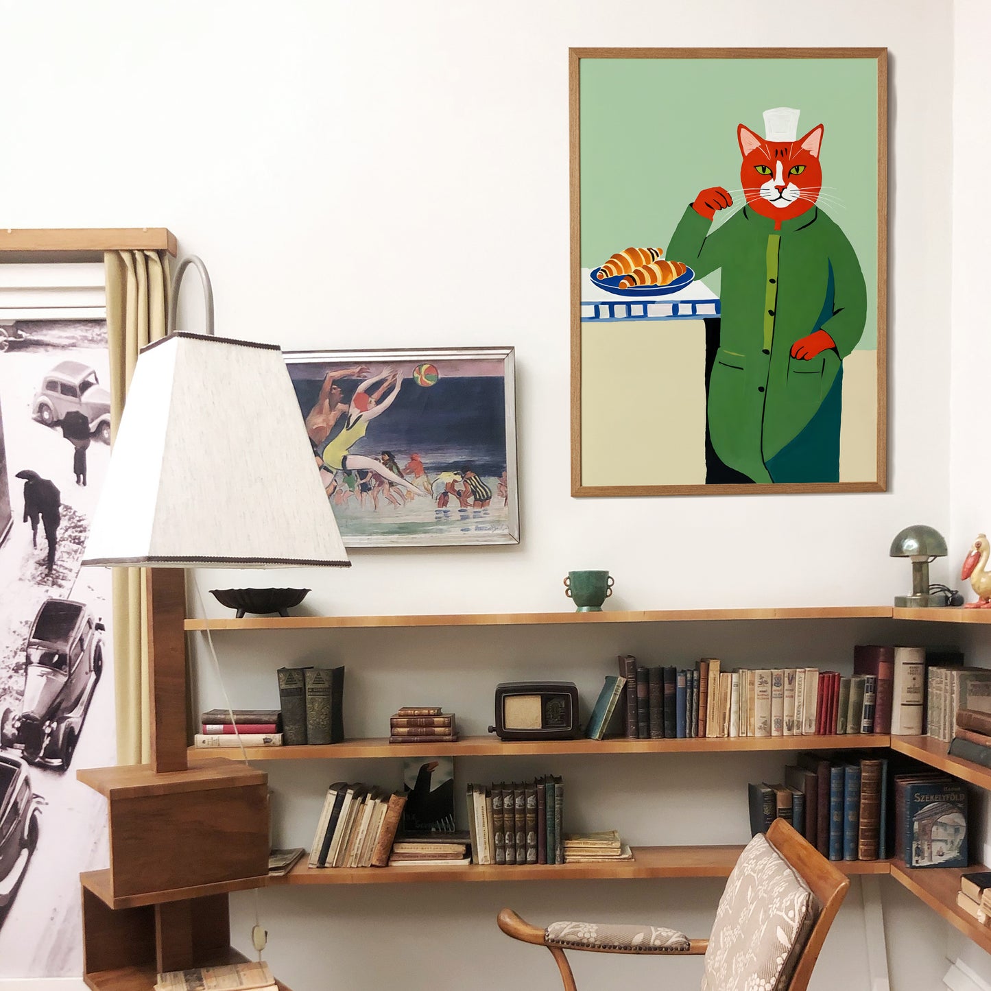 Cat Croissants Retro Prints