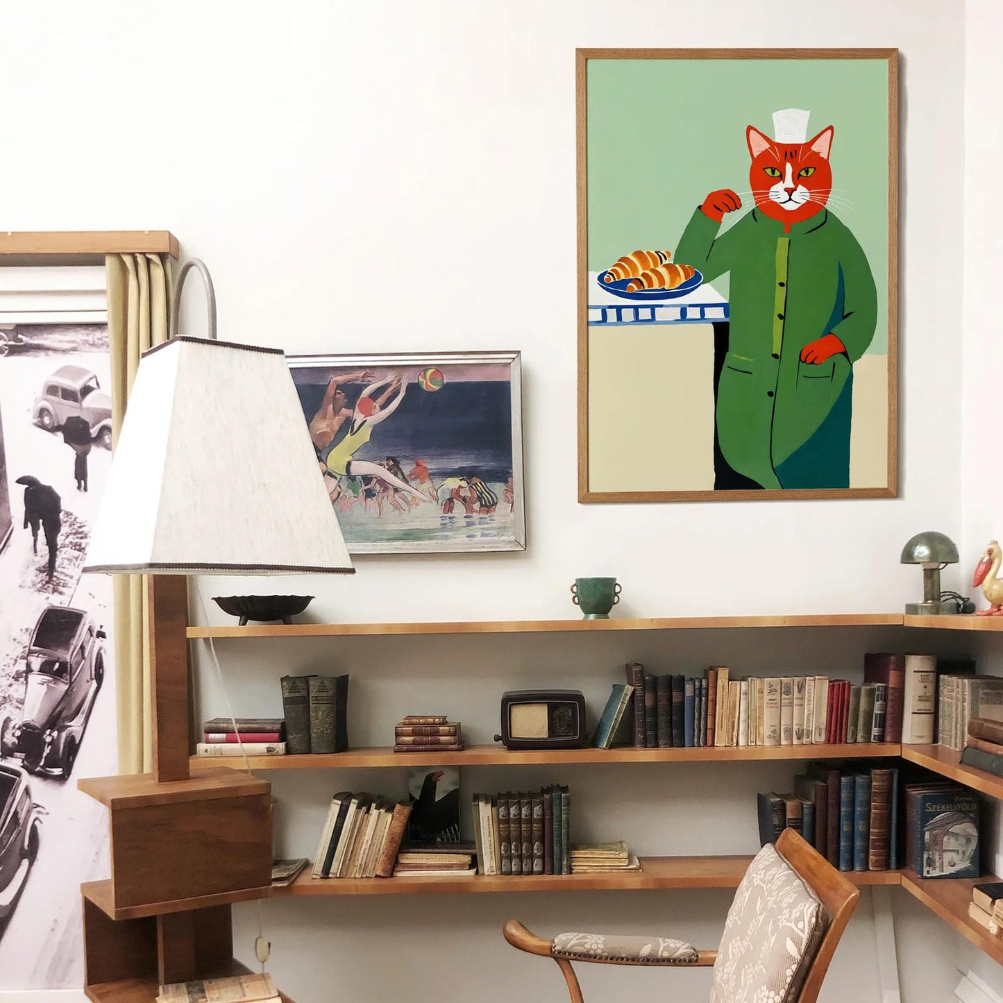 Cat Croissants Retro Prints