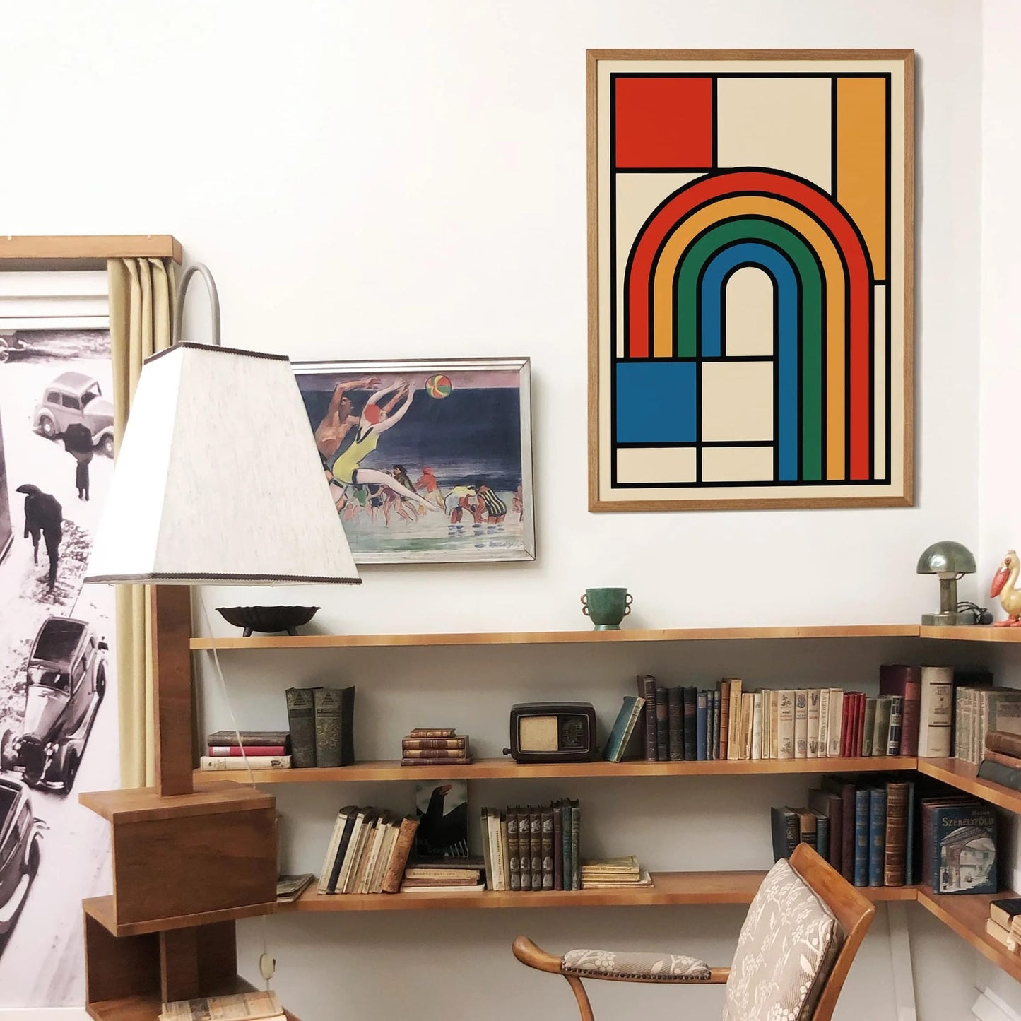 Rainbow Bauhaus Modern Geometric Print 2025