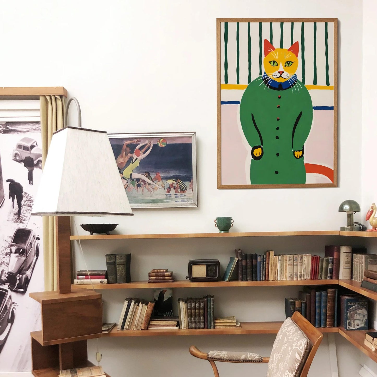 Cat Fashionista Retro Art Print