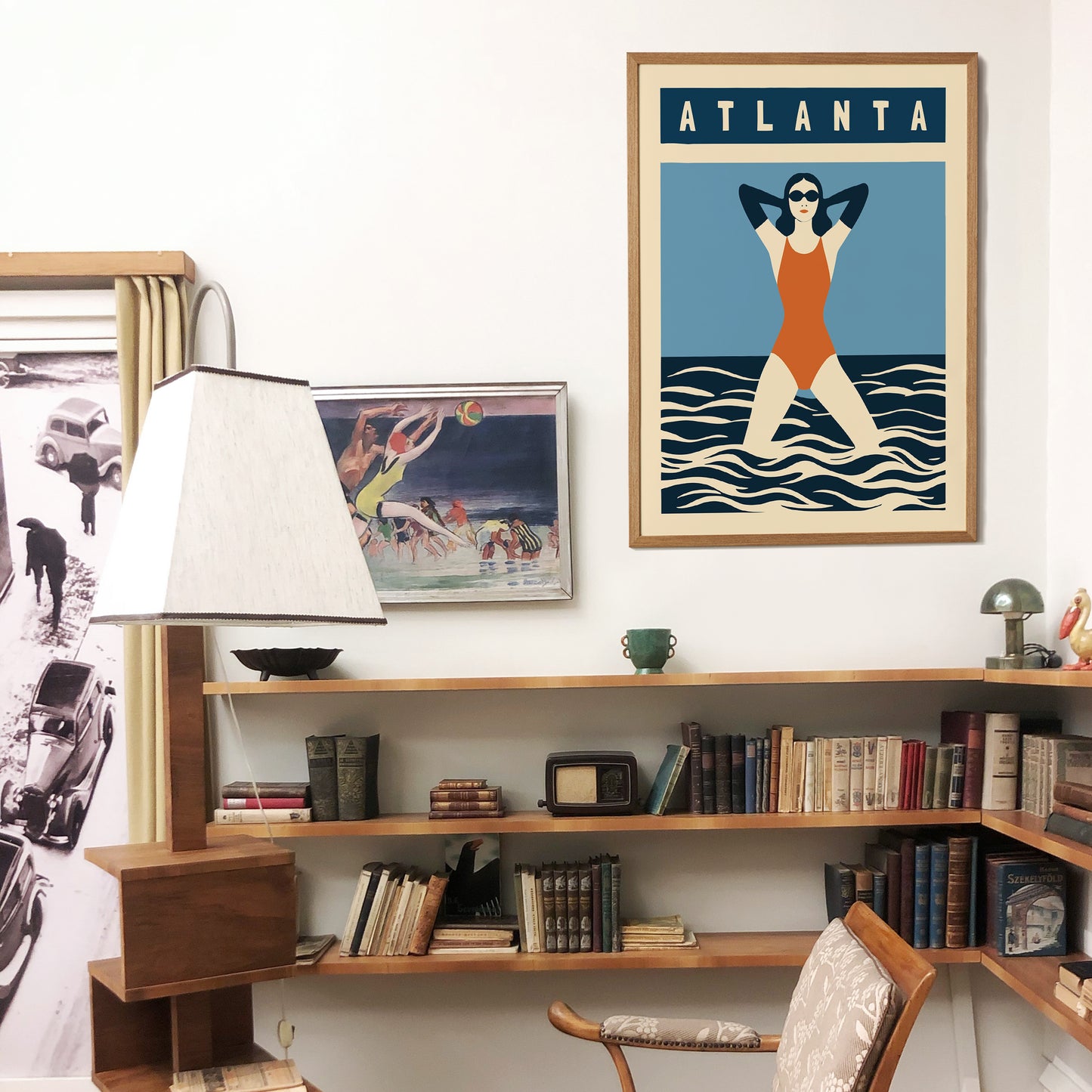 Atlanta Swimmer Retro Poster