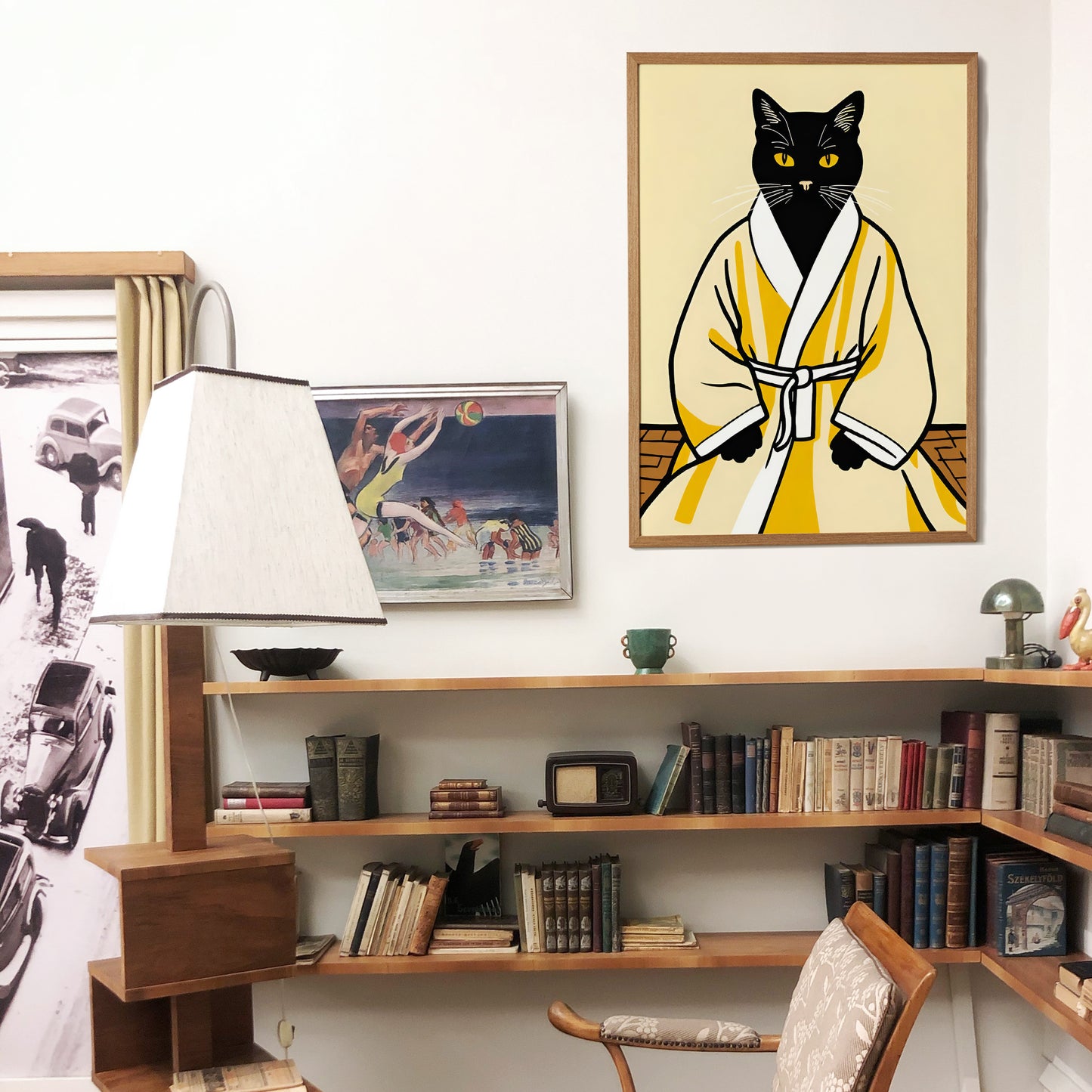 Cat in Bathrobe Wall Art Poster