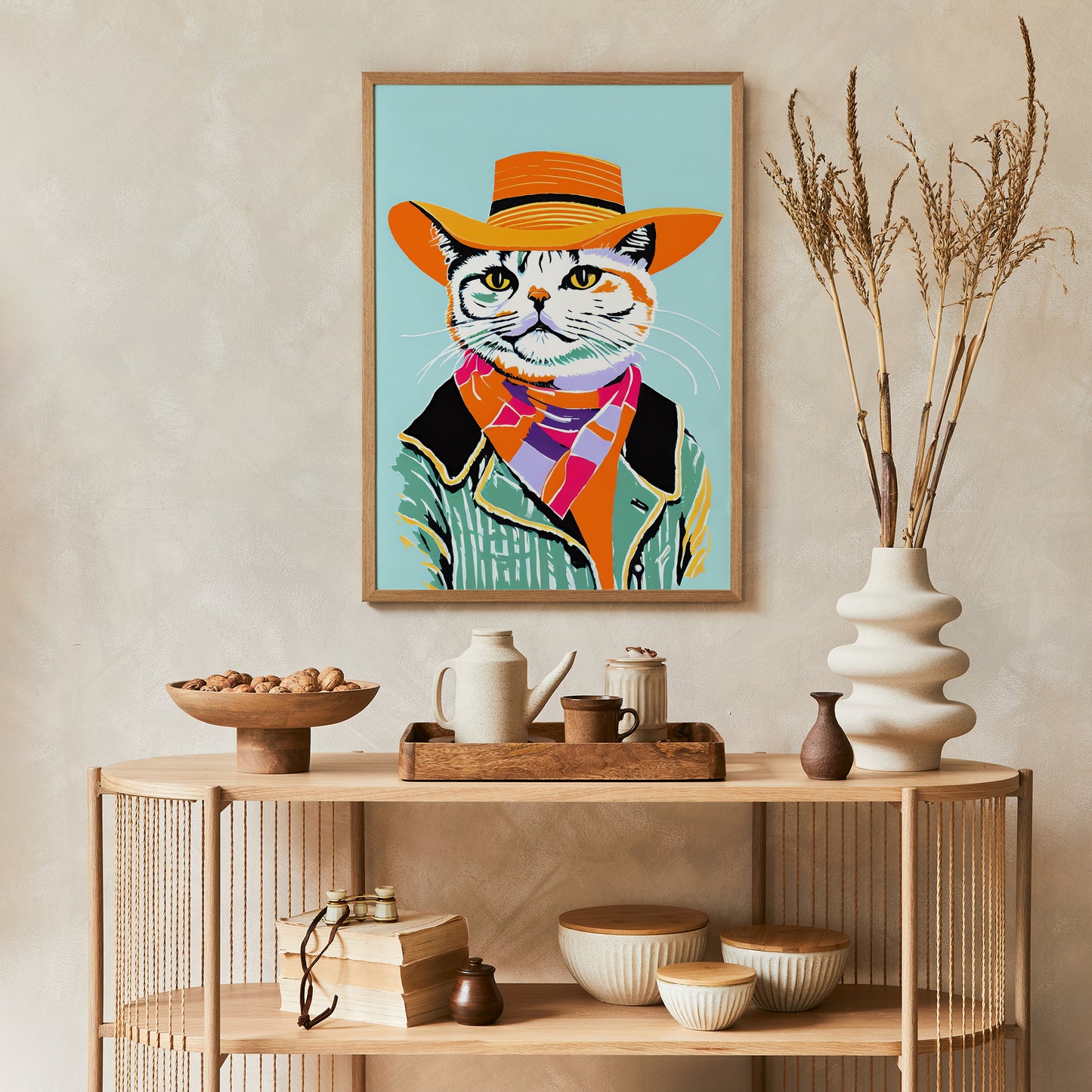 Cowboy Cat Portrait Art Print