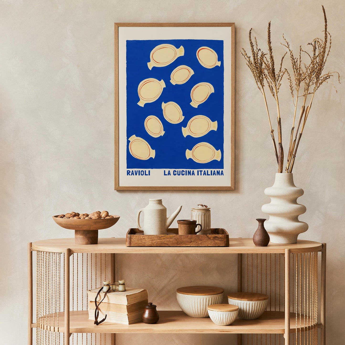 Ravioli Pasta Pattern Poster Print