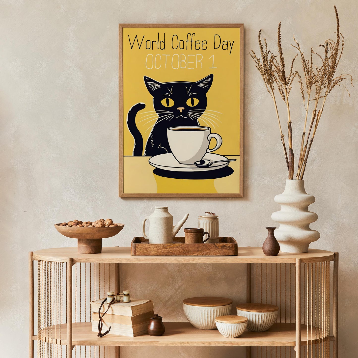 World Coffee Day Cat Poster Print