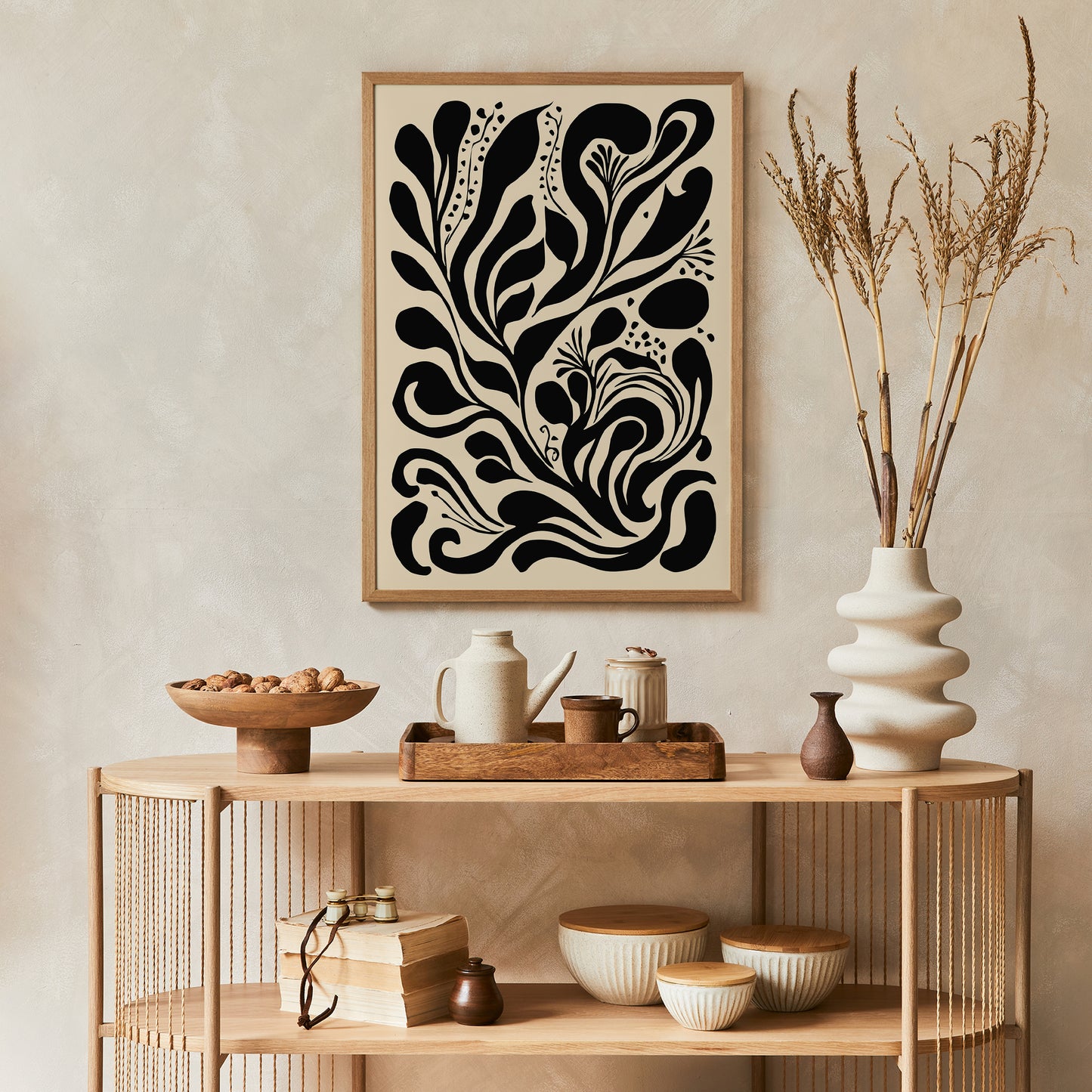 Black Organic Shapes Abstract Print