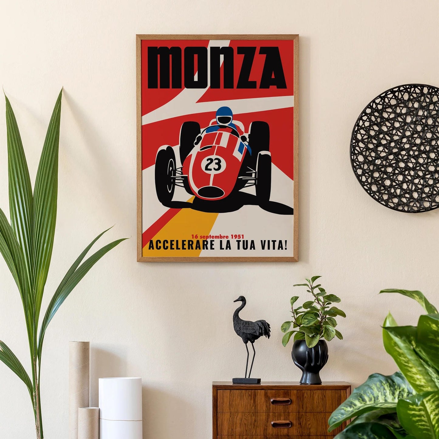 Monza Racetrack Vintage Car Guy Poster