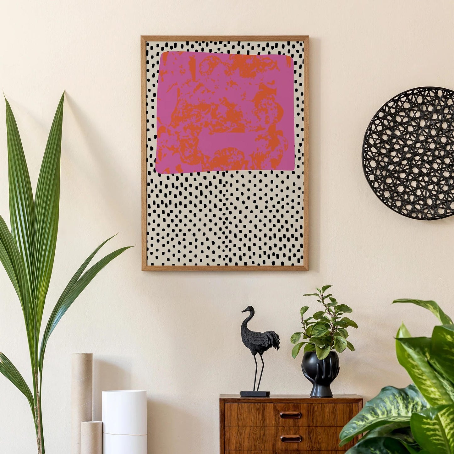 Pink and Red MCM Abstract Poster