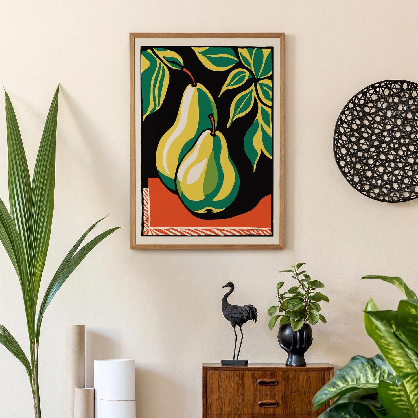 Retro Pears Wall Art Print