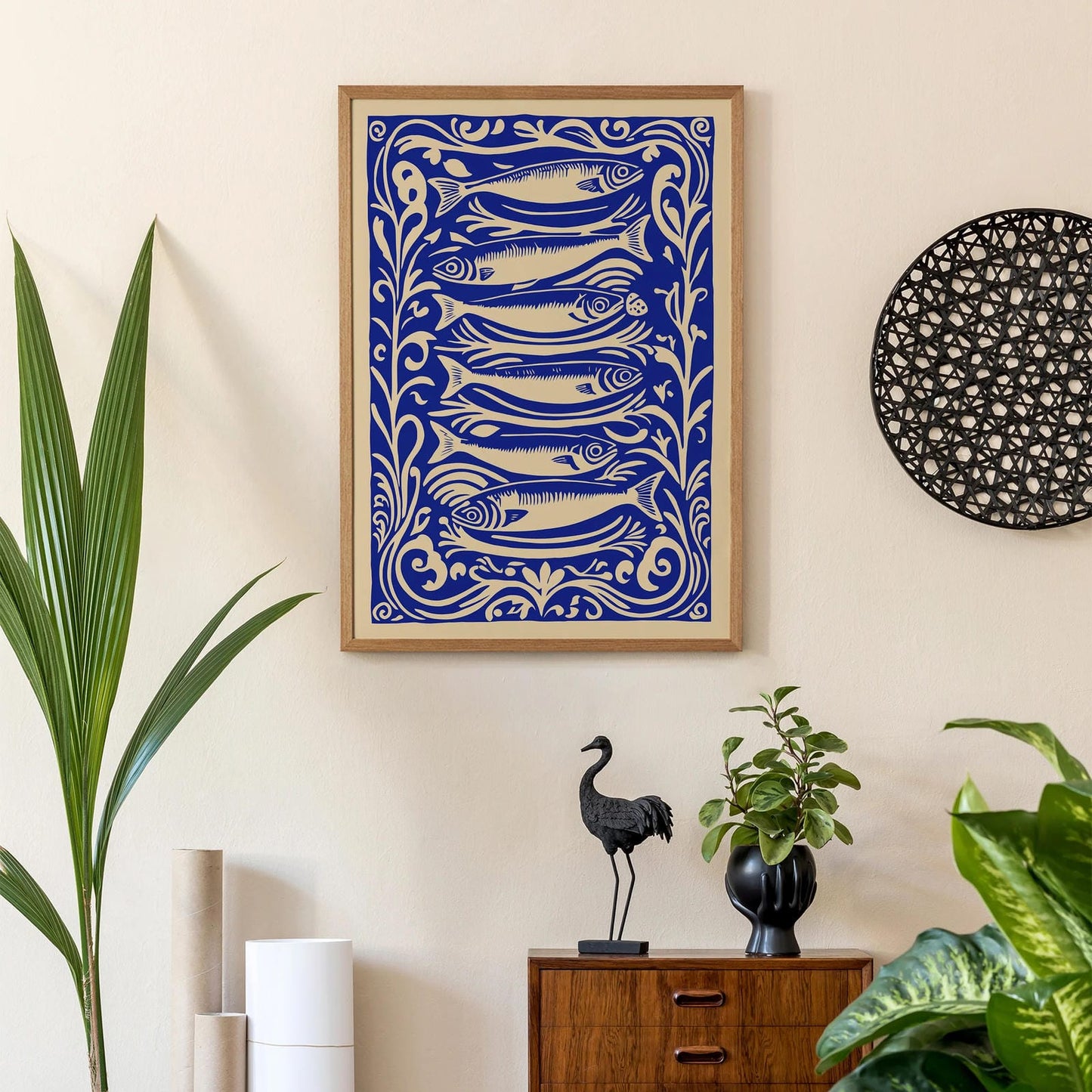 Blue Sardines Rococo Art Print 2025