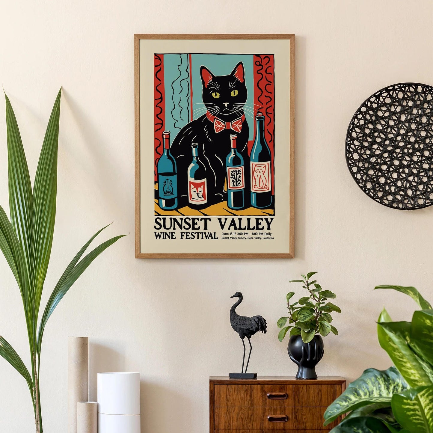 Sunset Valley Wine Festival Retro Poster