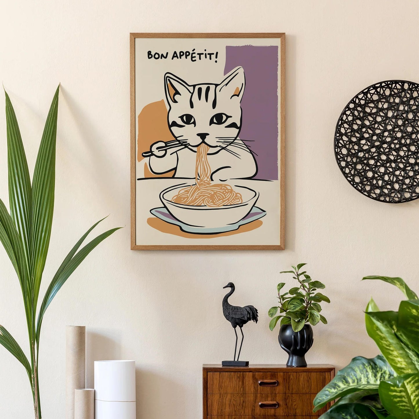 Bon Appetit Cat Noodle Lover Print