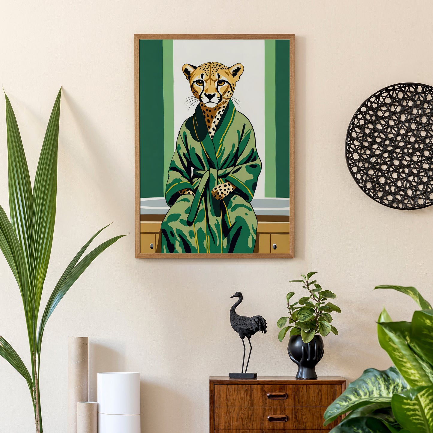Jungle Cat Bathrobe Art Print